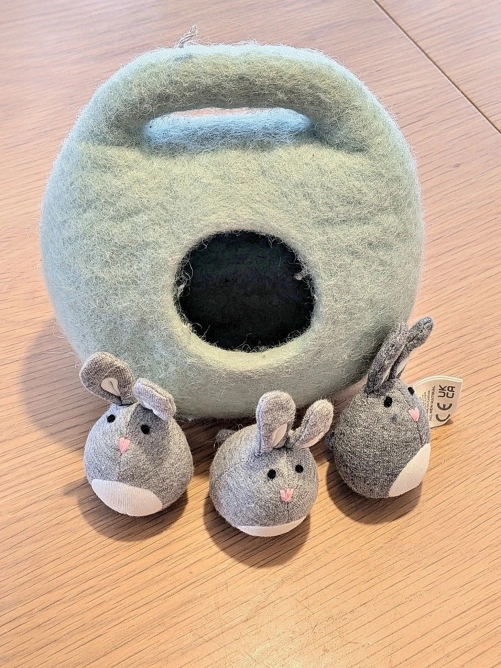 Lovevery Bunnies in a Felt Burrow from The Babbler Play Kit (Months 13, 14, 15)